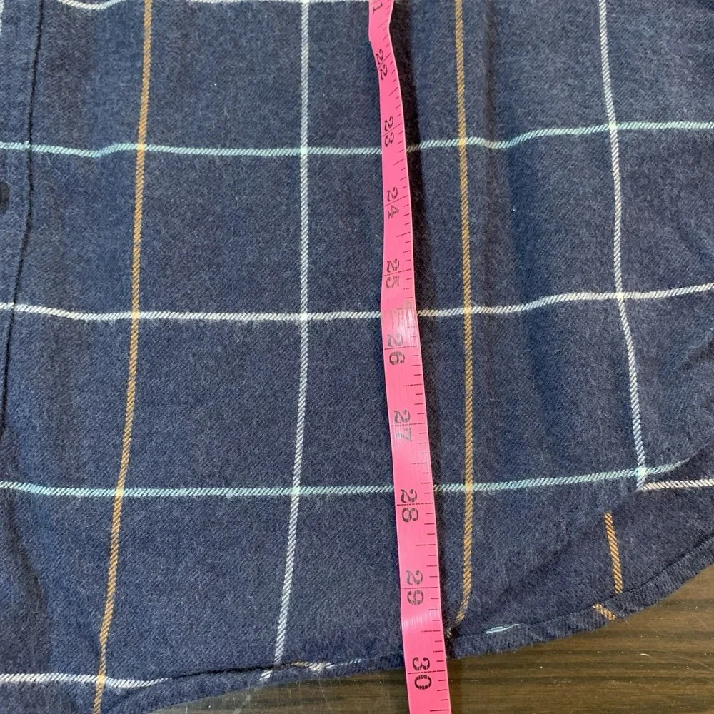 J Crew Flannel Shirt‎ Mens Large Button Blue Plaid Pocket Cabincore Cozy Preppy
